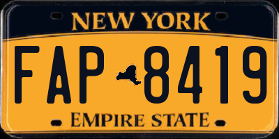 NY license plate FAP8419