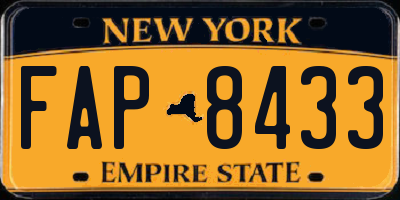 NY license plate FAP8433