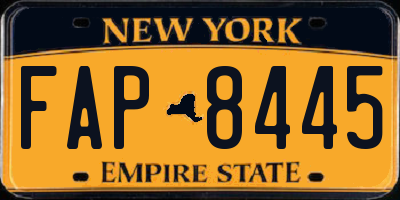 NY license plate FAP8445