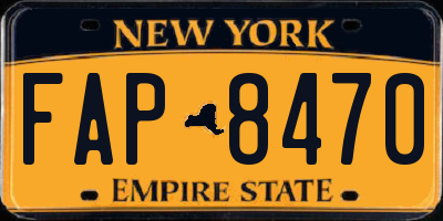 NY license plate FAP8470