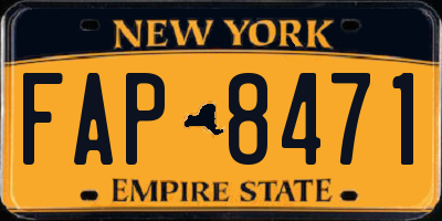 NY license plate FAP8471