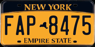 NY license plate FAP8475