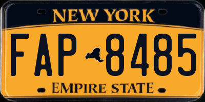 NY license plate FAP8485