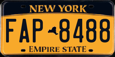 NY license plate FAP8488