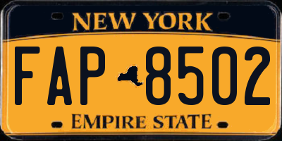 NY license plate FAP8502