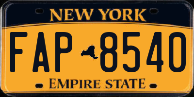 NY license plate FAP8540