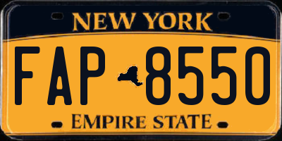 NY license plate FAP8550