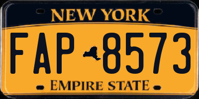 NY license plate FAP8573