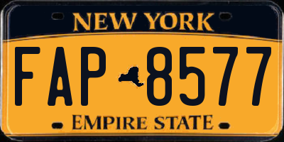 NY license plate FAP8577