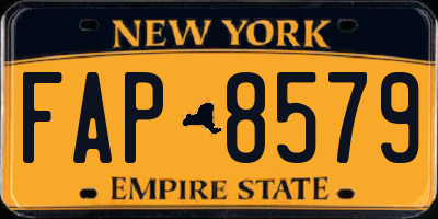 NY license plate FAP8579
