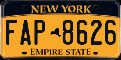NY license plate FAP8626