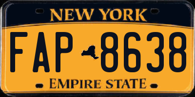 NY license plate FAP8638