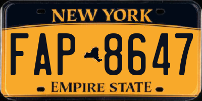 NY license plate FAP8647