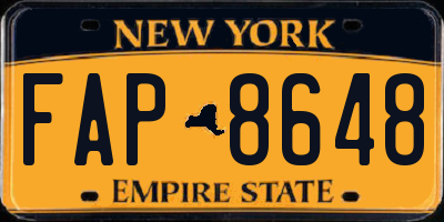 NY license plate FAP8648