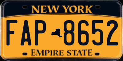 NY license plate FAP8652
