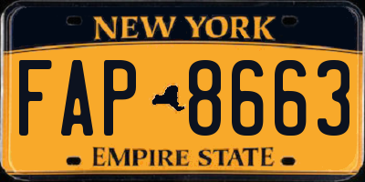 NY license plate FAP8663