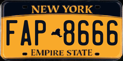 NY license plate FAP8666