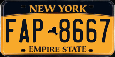 NY license plate FAP8667