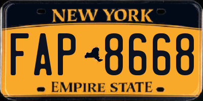 NY license plate FAP8668