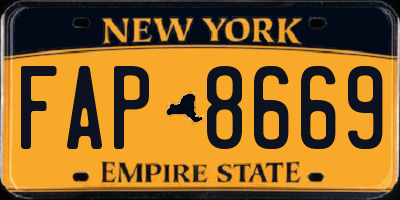 NY license plate FAP8669