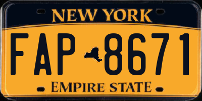 NY license plate FAP8671