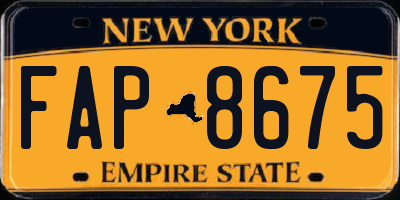 NY license plate FAP8675
