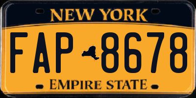NY license plate FAP8678