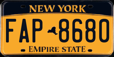 NY license plate FAP8680