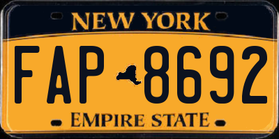 NY license plate FAP8692