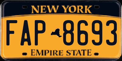NY license plate FAP8693