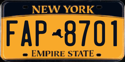 NY license plate FAP8701