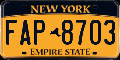 NY license plate FAP8703