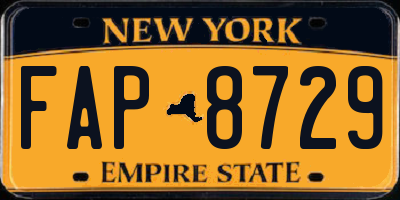 NY license plate FAP8729