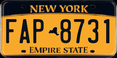 NY license plate FAP8731