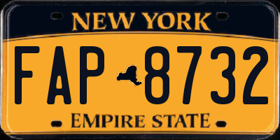 NY license plate FAP8732
