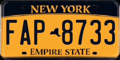 NY license plate FAP8733