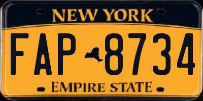 NY license plate FAP8734