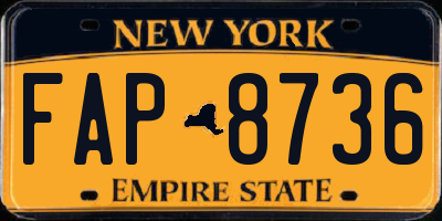 NY license plate FAP8736