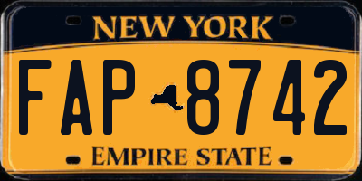 NY license plate FAP8742