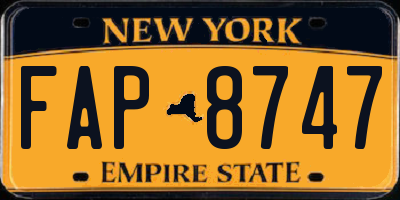 NY license plate FAP8747