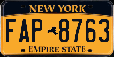 NY license plate FAP8763