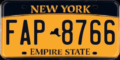 NY license plate FAP8766