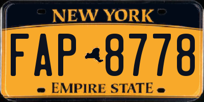 NY license plate FAP8778