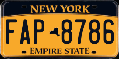 NY license plate FAP8786