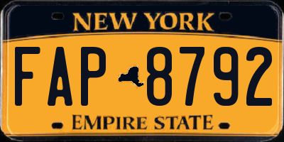 NY license plate FAP8792