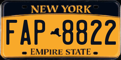 NY license plate FAP8822