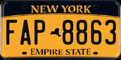 NY license plate FAP8863