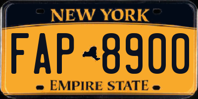 NY license plate FAP8900