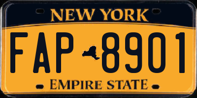 NY license plate FAP8901