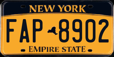 NY license plate FAP8902